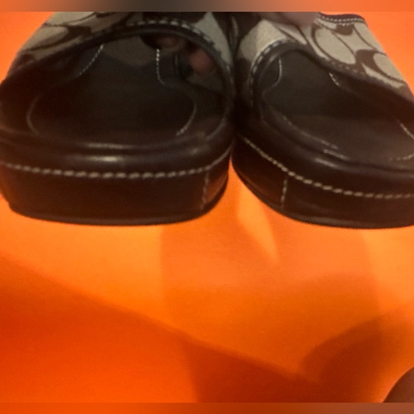 Brown Coach Signature Fabric Platform Wedges Sandals 8M - Picture 13 of 14